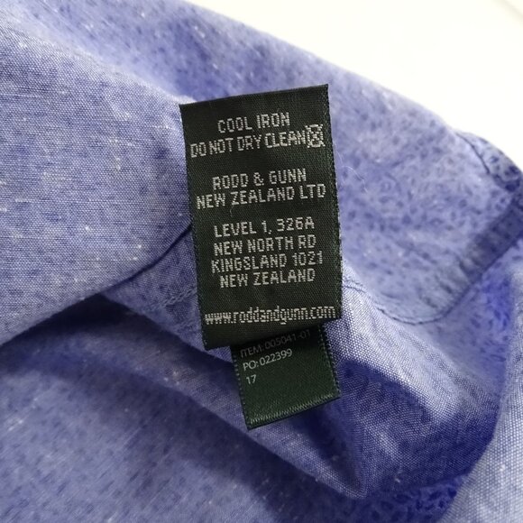 Rodd and Gunn Sports Fit Blue Leaf Print Button Up Long Sleeve Shirt Men Size M - Picture 8 of 13